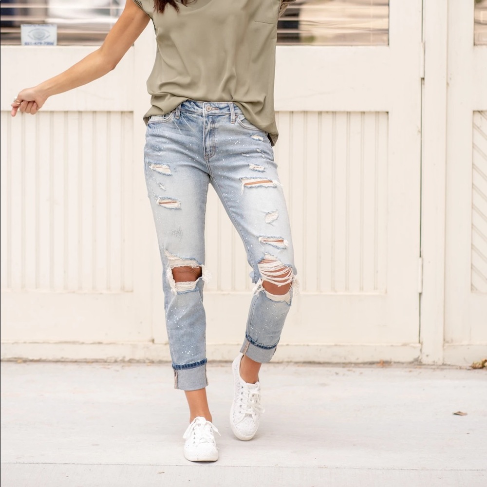 KanCan Gemma High Rise Ripped Boyfriend